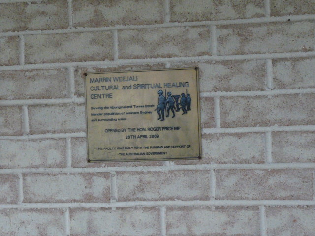 Cultural and spiritual healing centre plaque